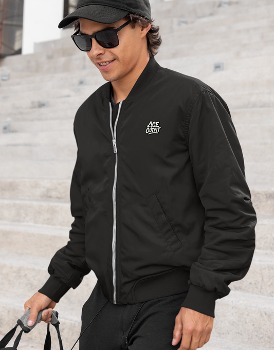 BLOUSON BOMBER NOIR PERSONNALISÉ HOMME